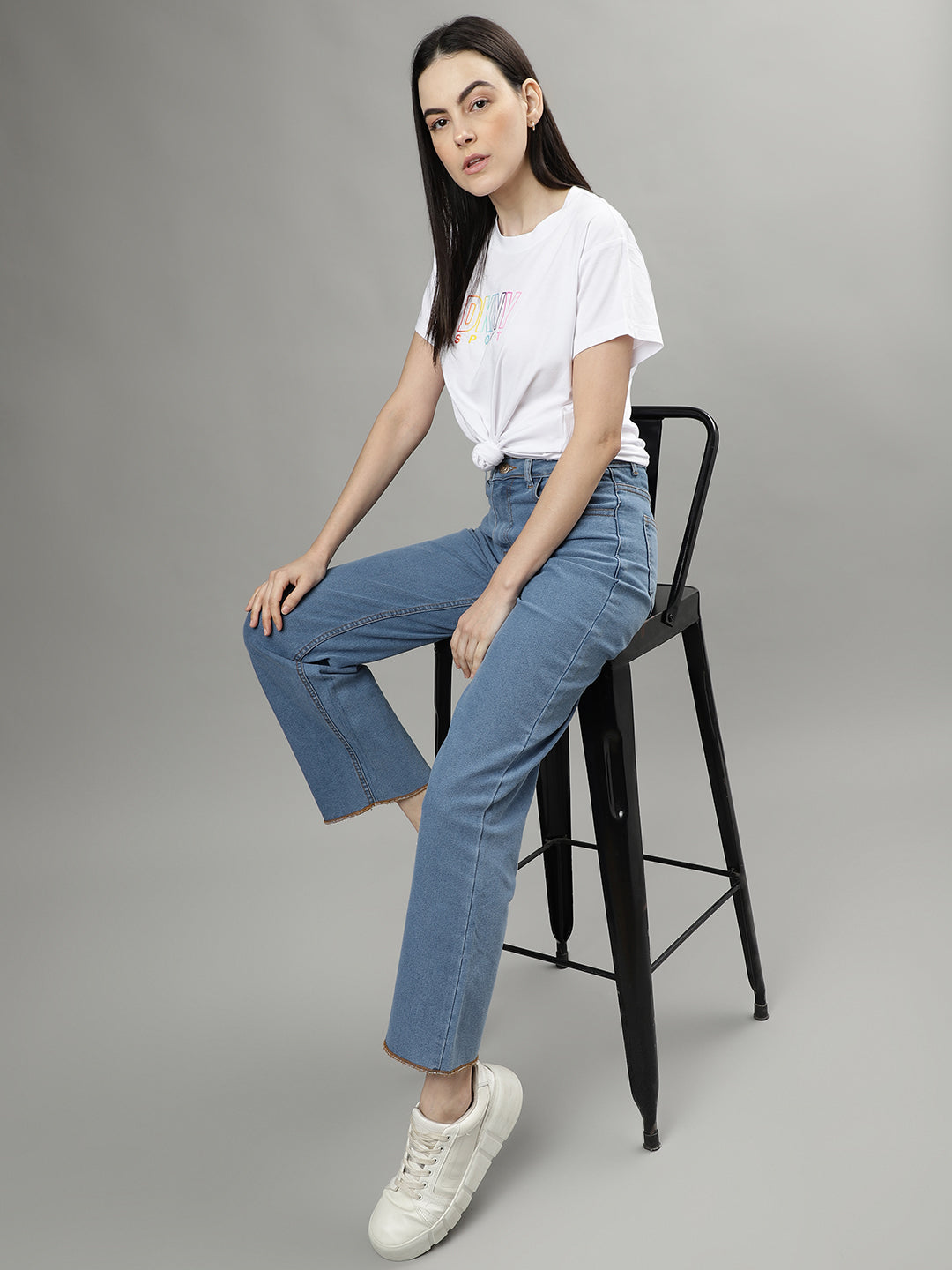 Dkny White Fashion Logo Regular Fit Top