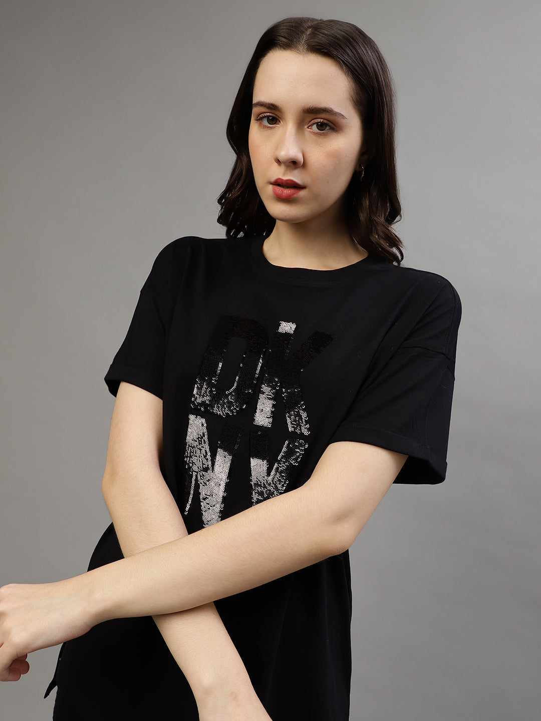 Dkny Black Fashion Printed Regular Fit T-Shirt
