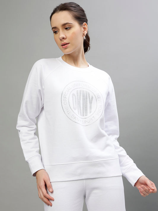 Dkny Women Printed Round Neck Full Sleeves Sweatshirt