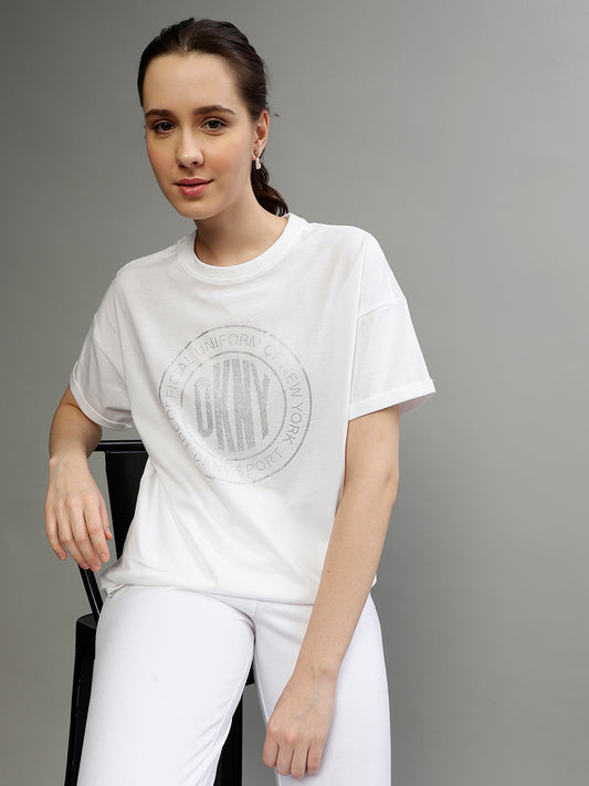 Dkny White Fashion Printed Regular Fit T-Shirt