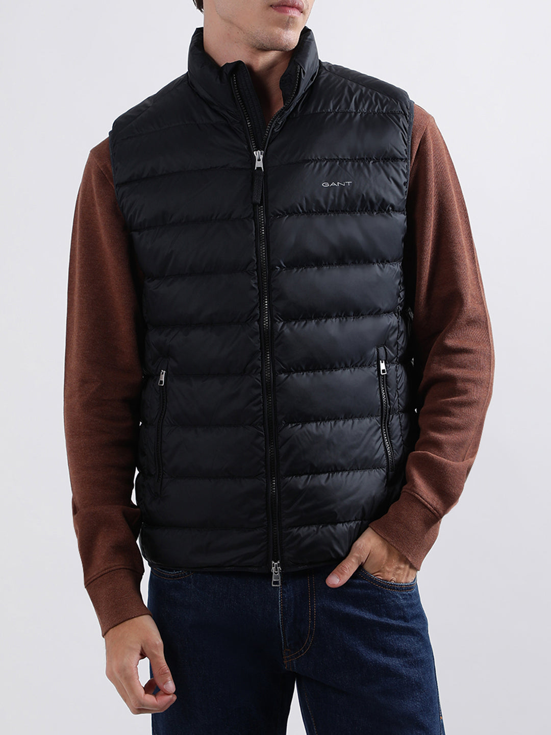 Gant Men Black Solid High Neck Jacket