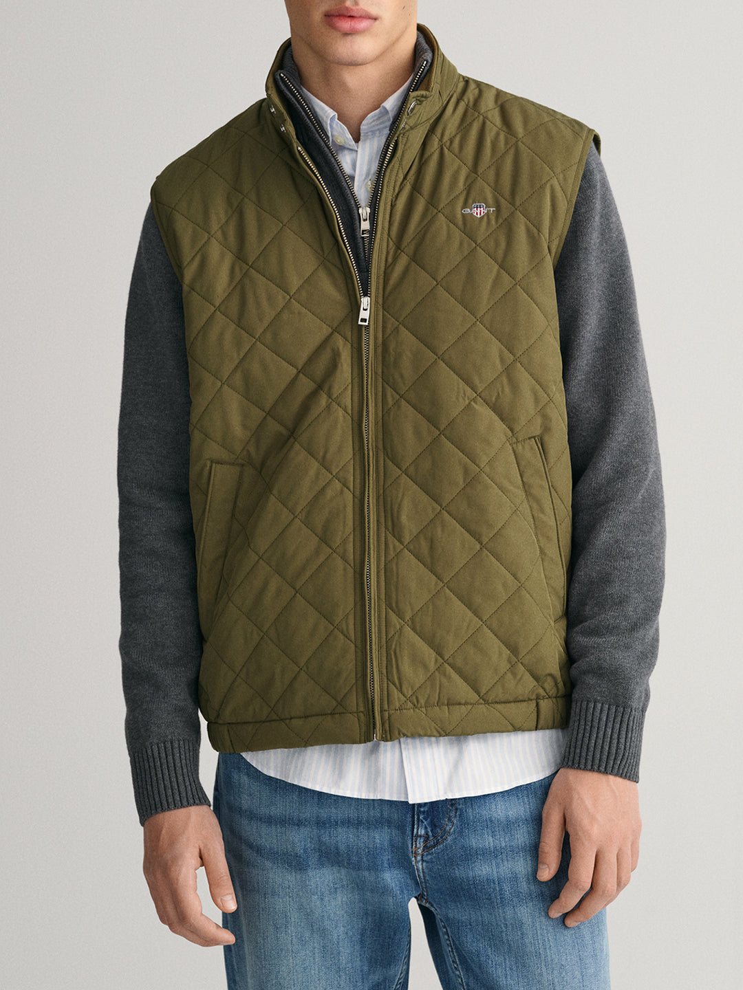 Gant Men Green Solid High Neck Jacket
