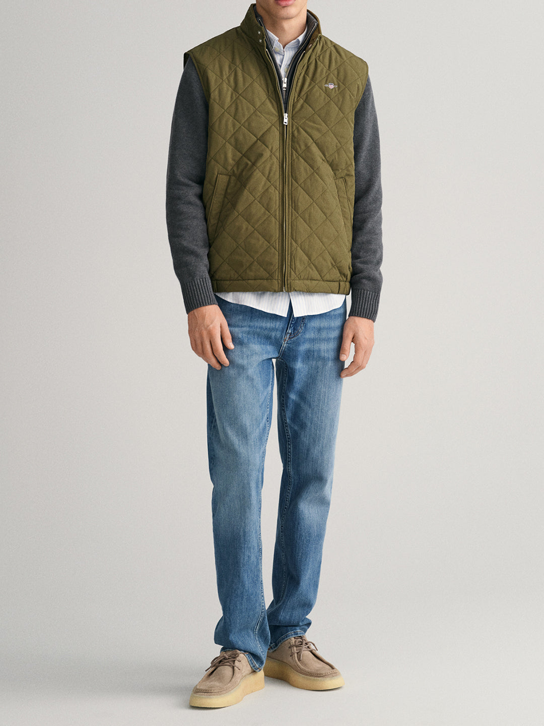 Gant Men Green Solid High Neck Jacket