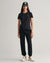 Gant Women Black Solid Round Neck Short Sleeves T-shirt