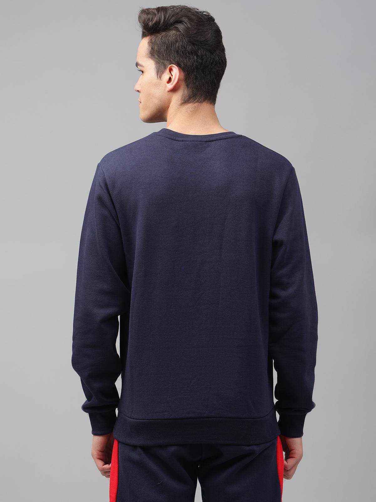 Lindbergh Men Navy Blue Solid Round Neck Full Sleeves SweaT-shirt