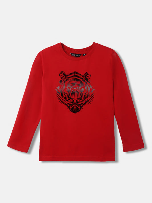 Antony Morato Kids Red Fashion Printed Slim Fit T-Shirt