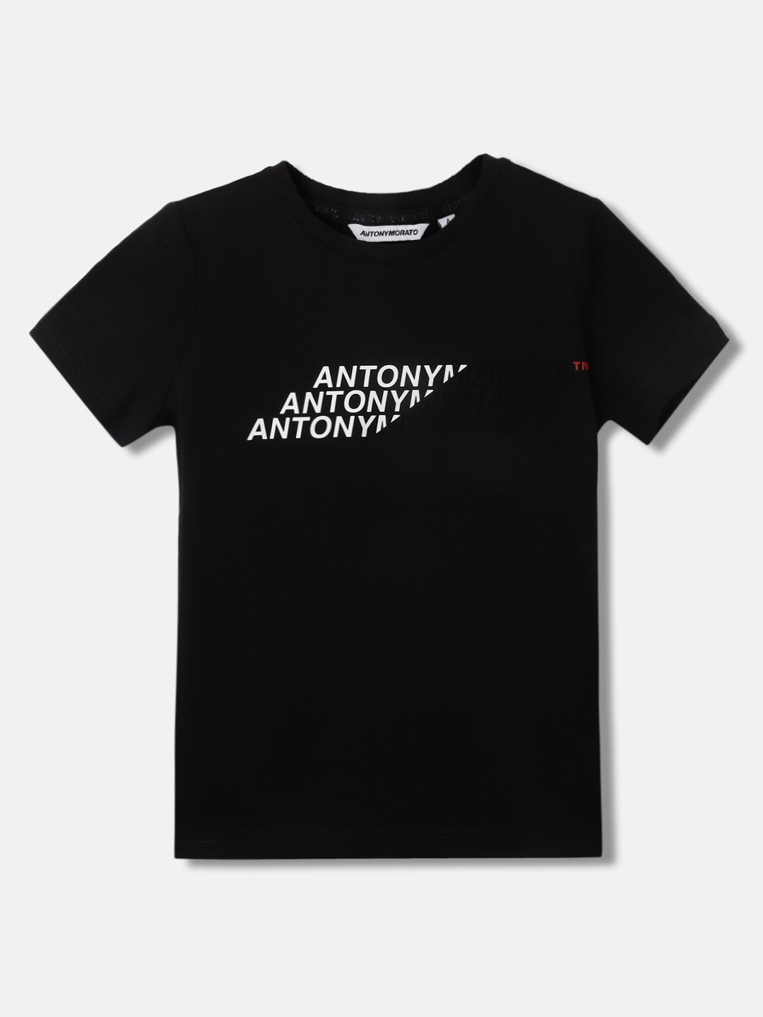 Shop Antony Morato Kids Black Fashion Printed Regular Fit T-Shirt