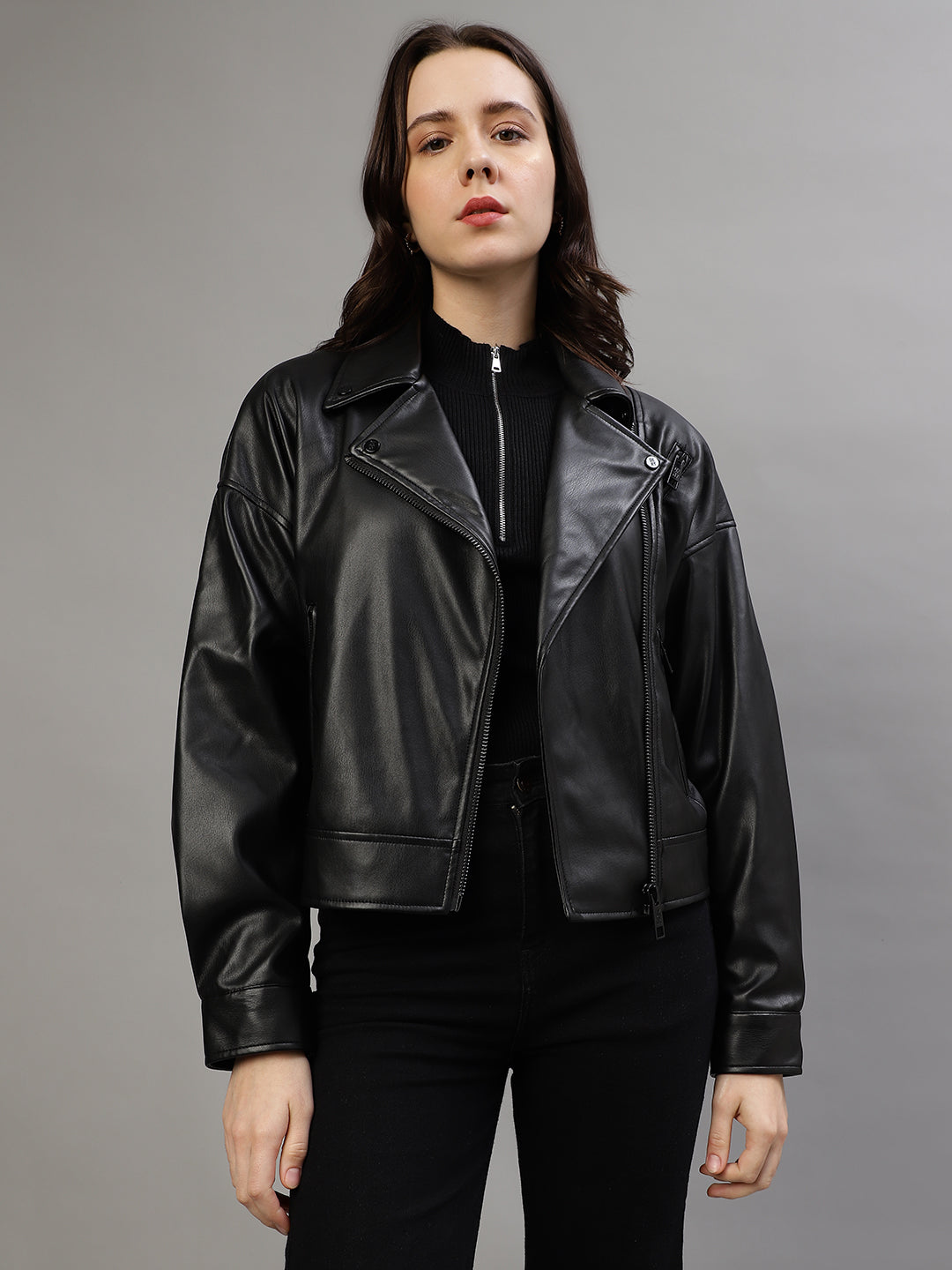 Dkny Women Solid Collar Neck Full Sleeves Jacket