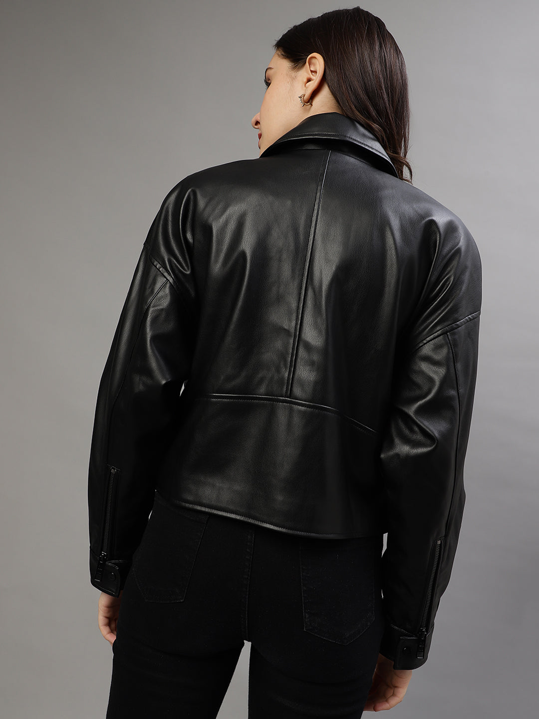 Dkny Women Solid Collar Neck Full Sleeves Jacket