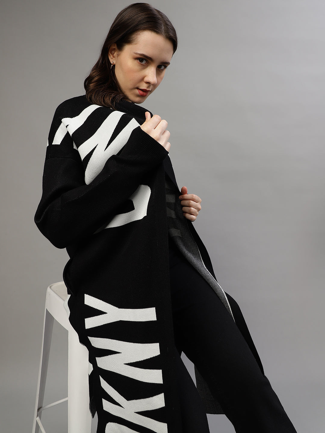 Dkny Women Self Design Turtle Neck Full Sleeves Sweater