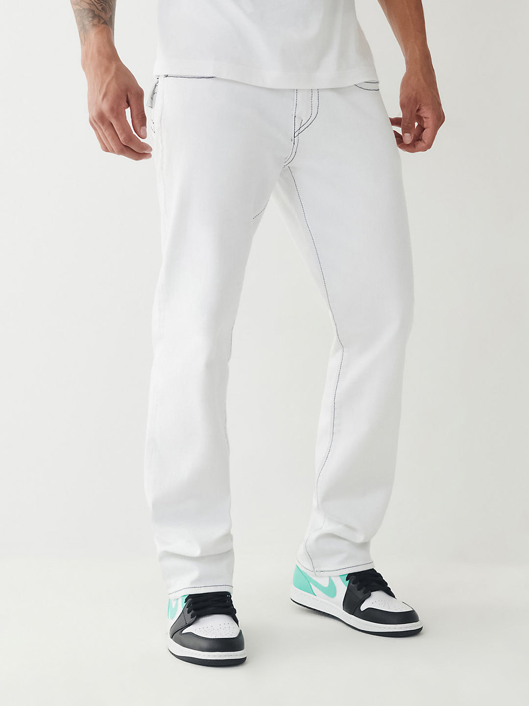 True Religion Straight White Mid Rise Jeans