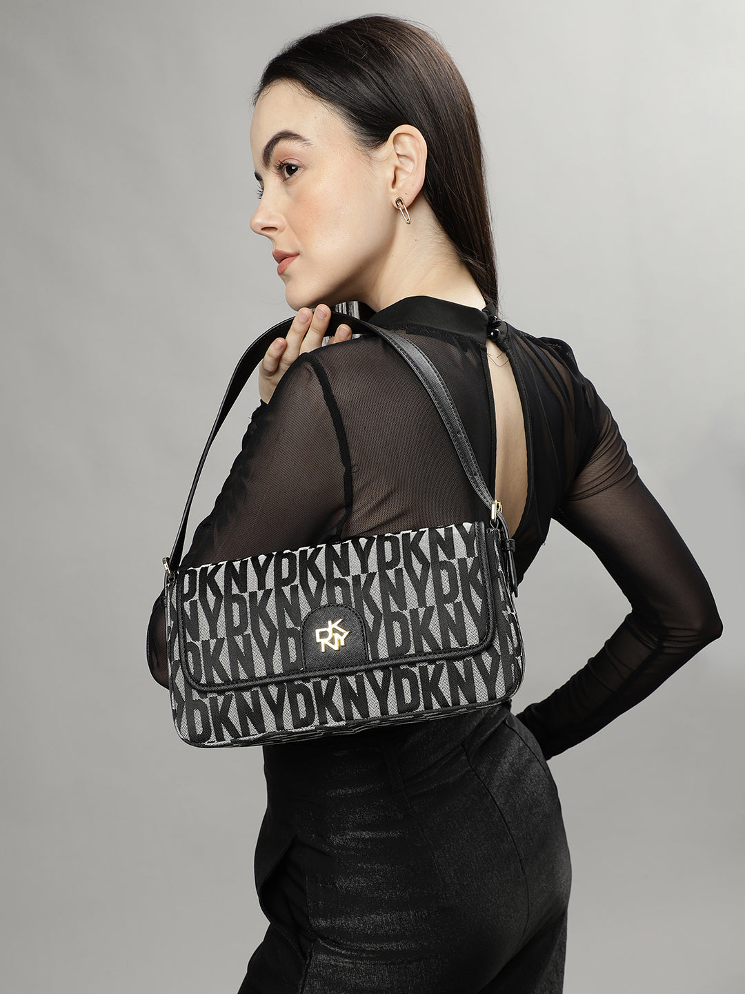 Dkny Women Black Printed Shoulder Bag