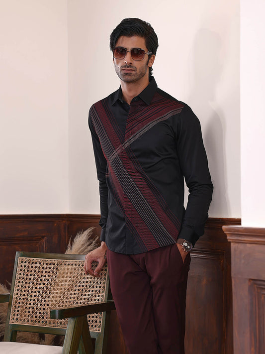 Abkasa Men Black Collar Shirt