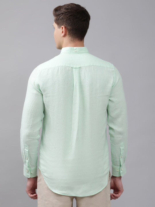 Gant Men Green Regular Fit Solid Linen Shirt