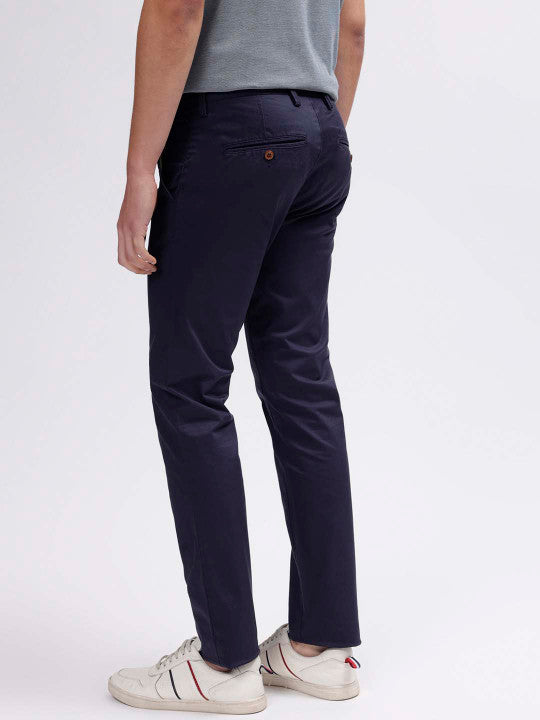 Gant Men Blue Solid Slim Fit Trouser