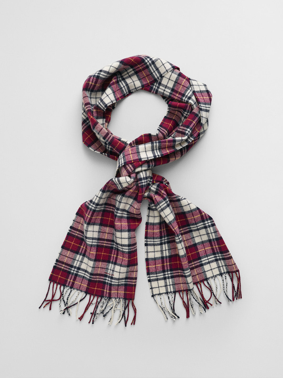 Gant Men Red Checked Fringed Scarf