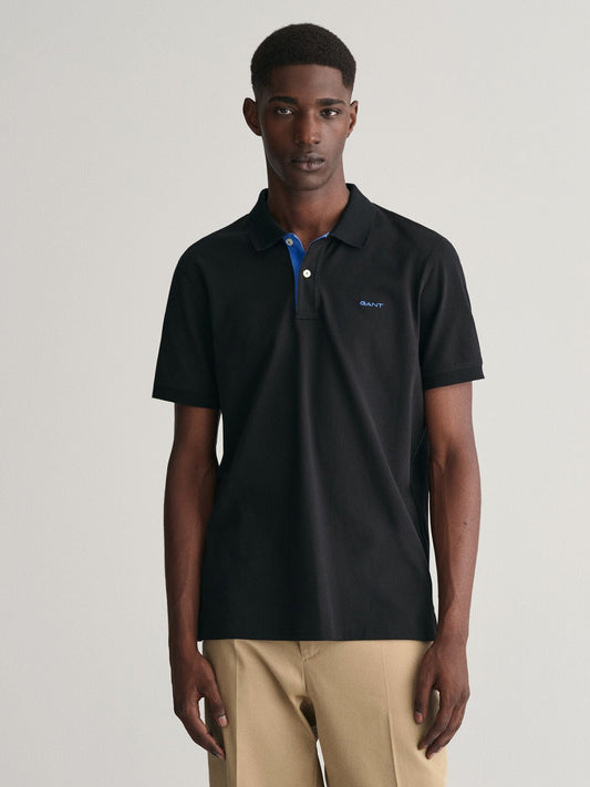 Gant Men Purple Solid Collared Short Sleeves Polo Tshirt