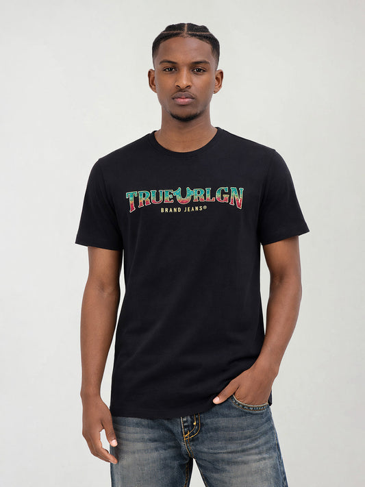 True Religion Men Black Solid Regular Fit T-Shirt
