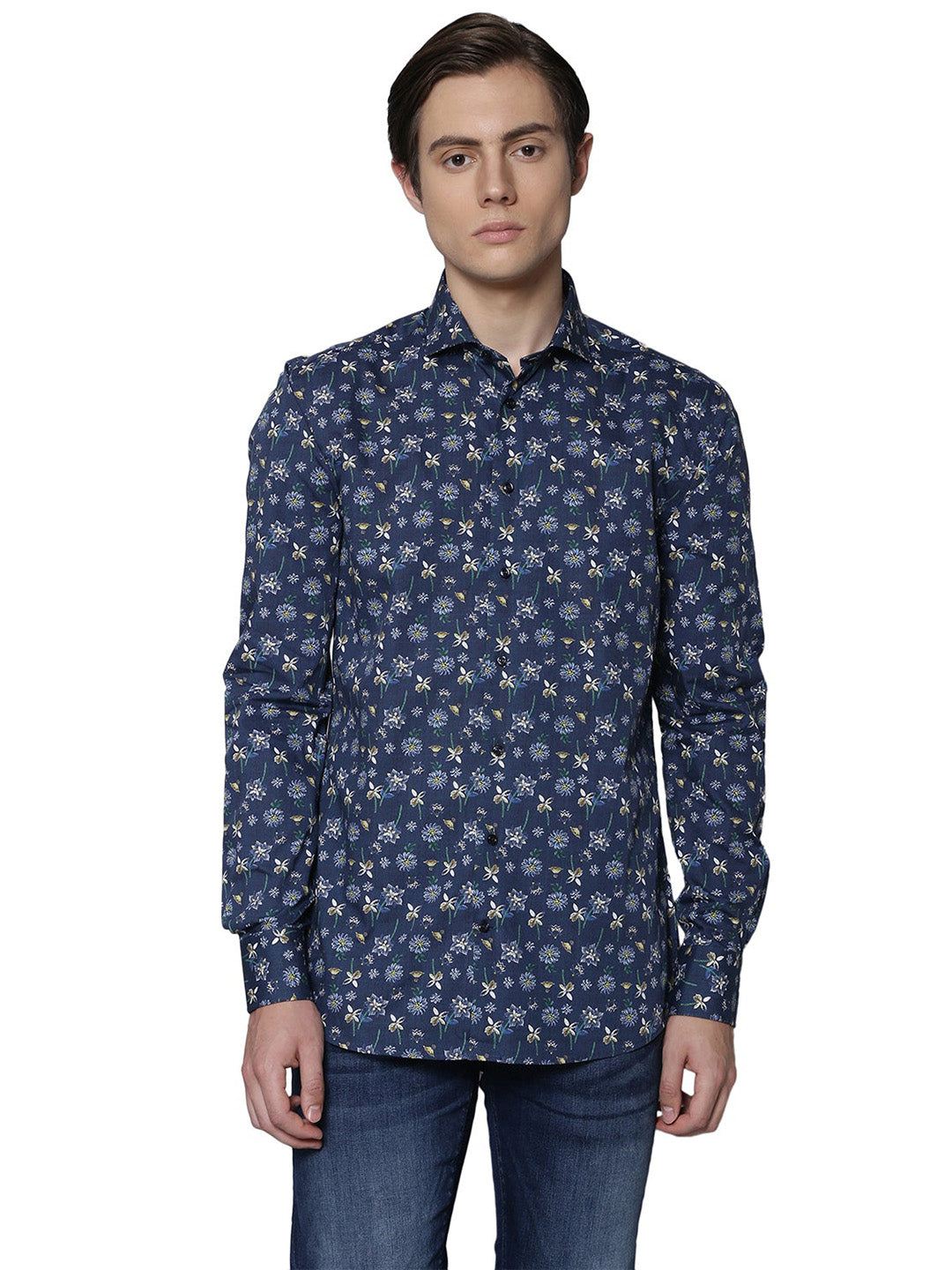 Bruun & Stengade Men Blue Printed Collar Shirt
