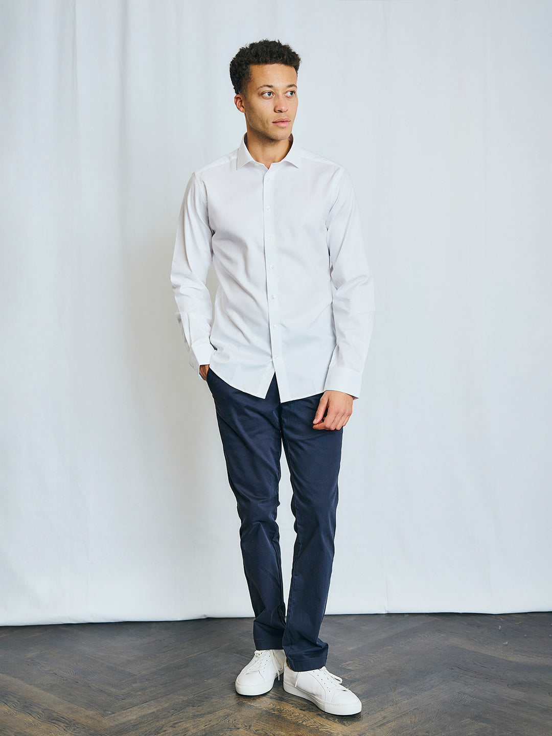 Bruun & Stengade Men White Solid Collar Shirt