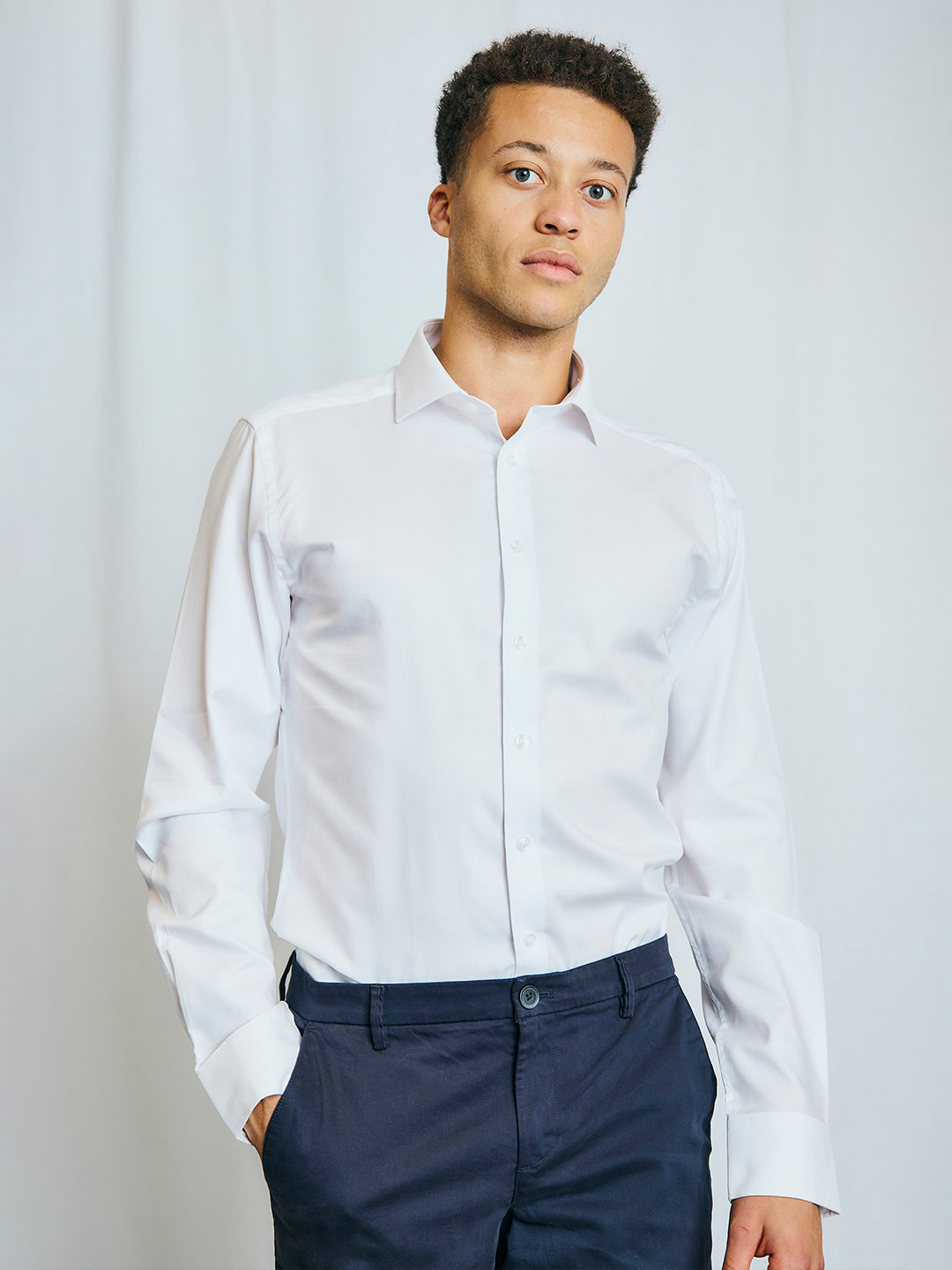 Bruun & Stengade Men White Solid Collar Shirt