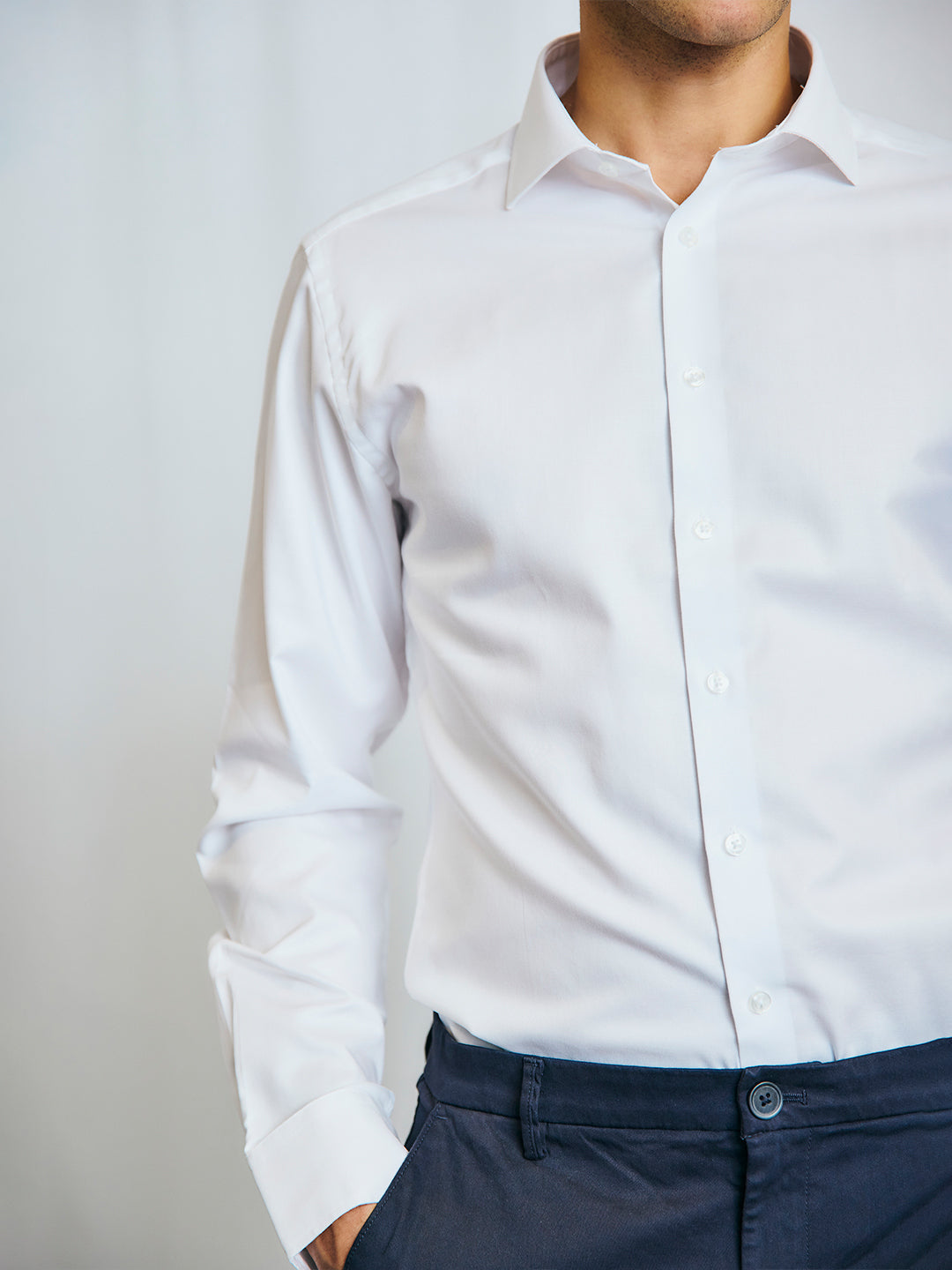 Bruun & Stengade Men White Solid Collar Shirt