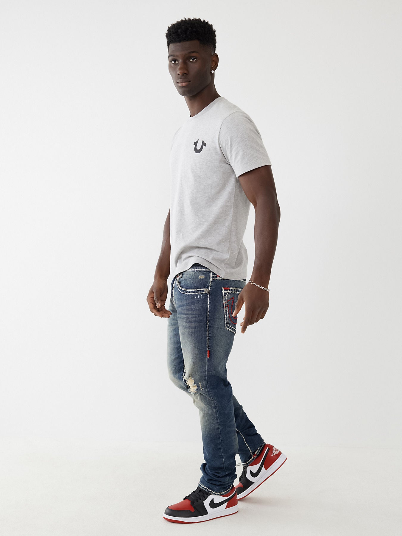 True Religion Men Blue Solid Skinny Fit Jeans