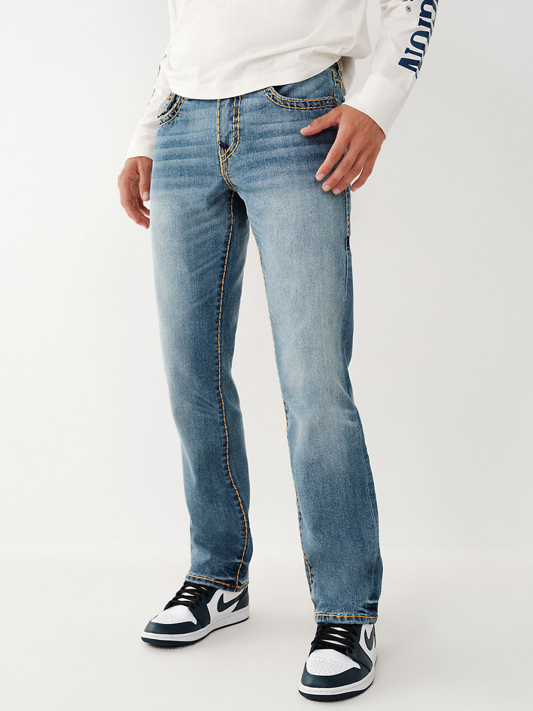 True Religion Super T Straight Blue Mid Rise Jeans