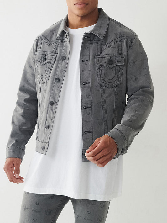 True Religion Grey Classic Needle Jimmy Slim Fit Denim Jacket
