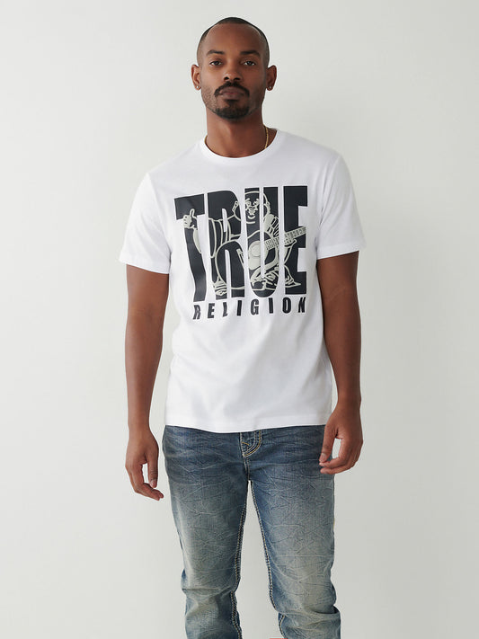 True Religion White Logo Straight Fit T-Shirt