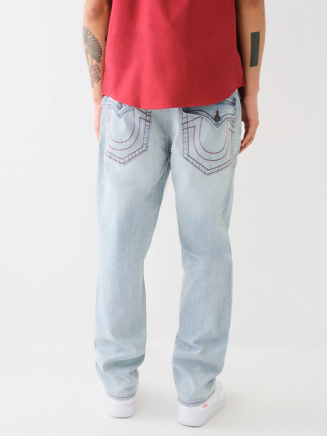 Shop True Religion Men Blue Solid Oversized Mid-Rise Jeans Online