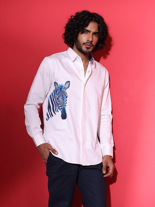 Amit Arora Men White Solid Collar Shirt