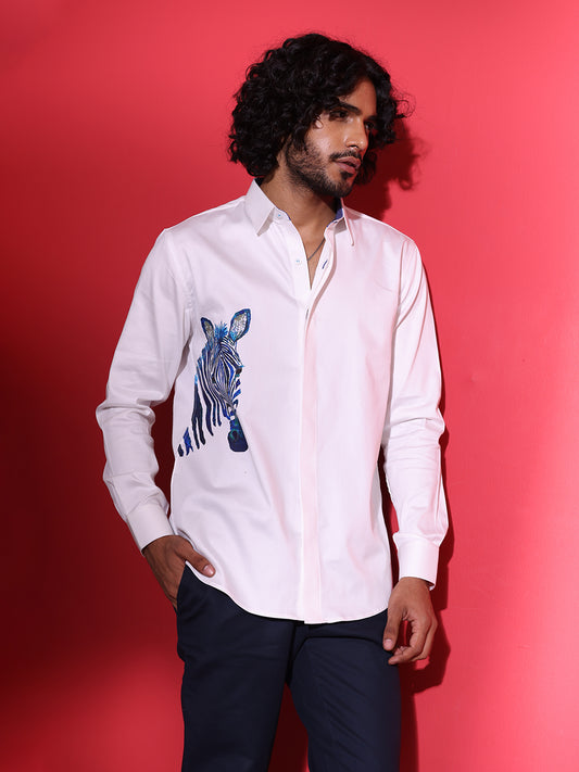 Amit Arora Men White Solid Collar Shirt