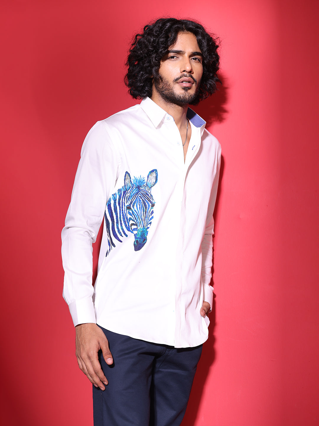 Amit Arora Men White Solid Collar Shirt