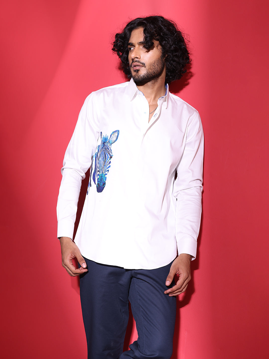 Amit Arora Men White Solid Collar Shirt