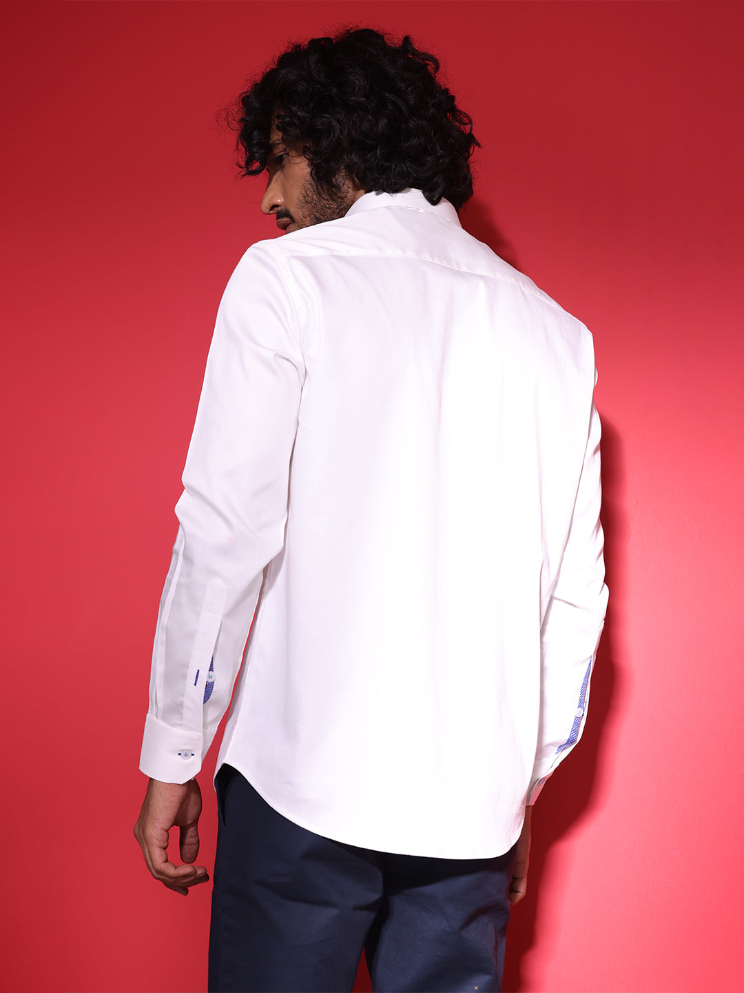 Amit Arora Men White Solid Collar Shirt