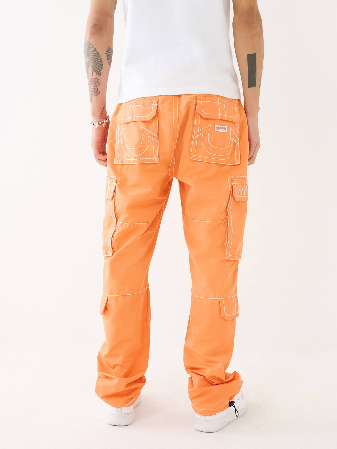 True Religion Men Orange Solid Oversized Mid-Rise Trouser
