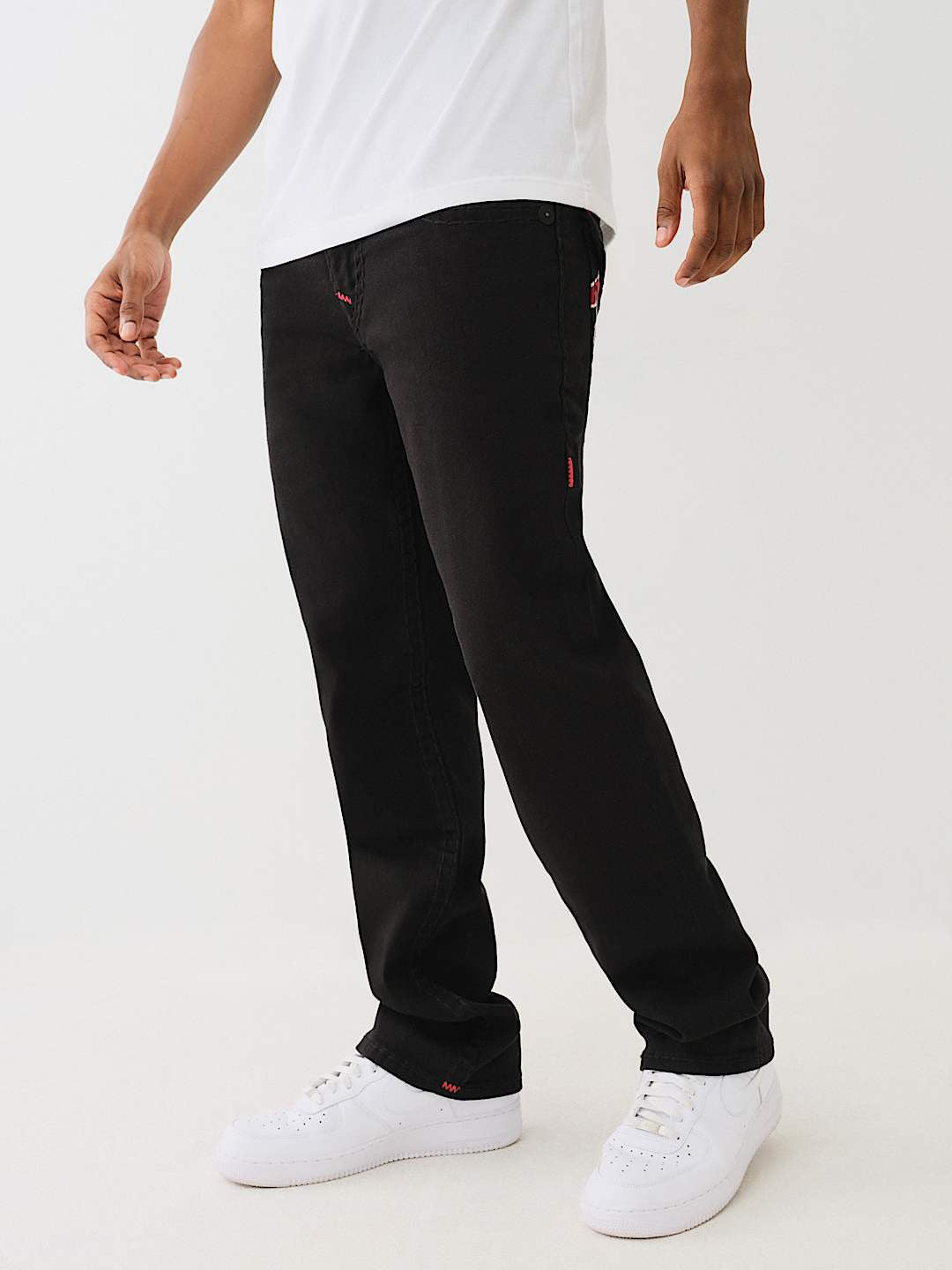 True Religion Men SUPER T Ricky Straight Fit Pure Cotton Mid Rise Jeans