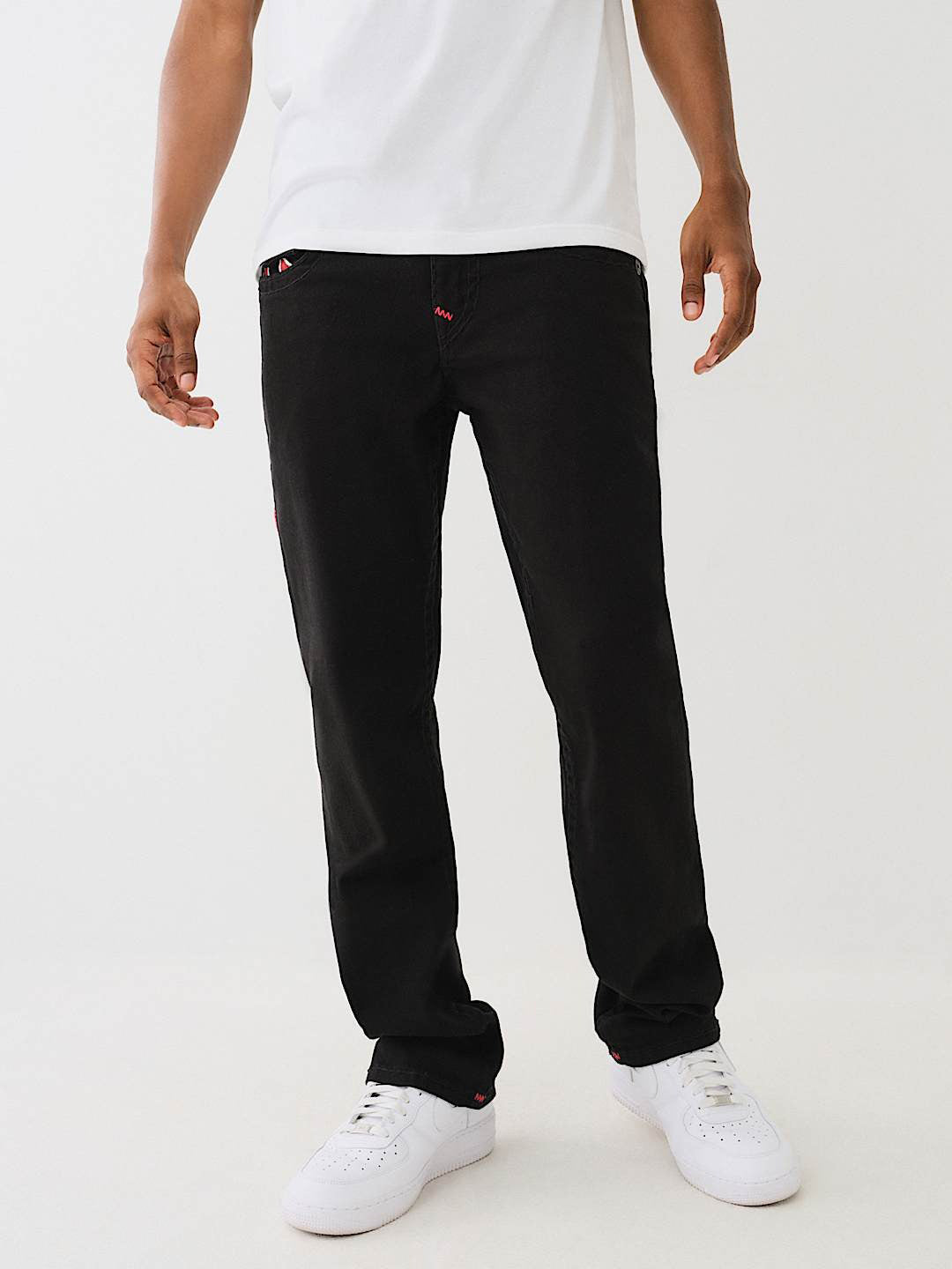 True Religion Men SUPER T Ricky Straight Fit Pure Cotton Mid Rise Jeans