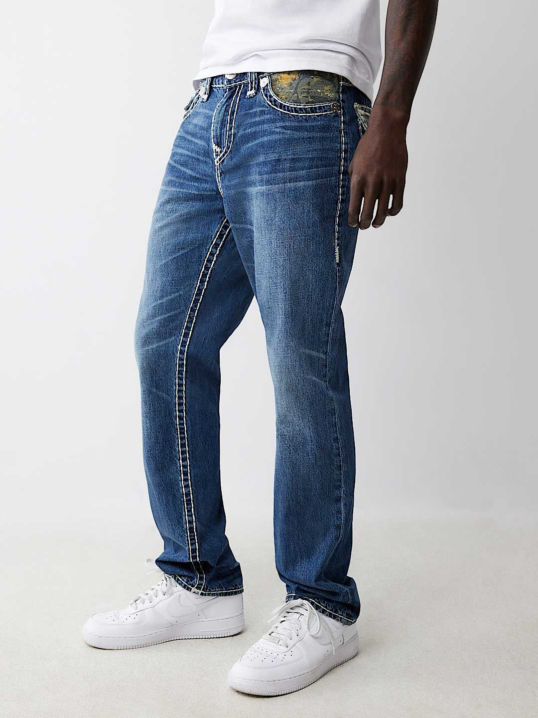 True Religion Men SUPER T Ricky Straight Fit Medium Wash Jeans