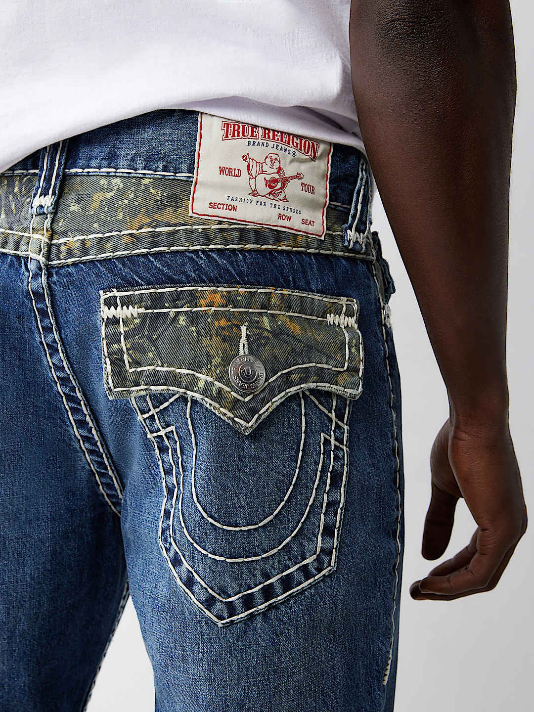 True Religion Men SUPER T Ricky Straight Fit Medium Wash Jeans