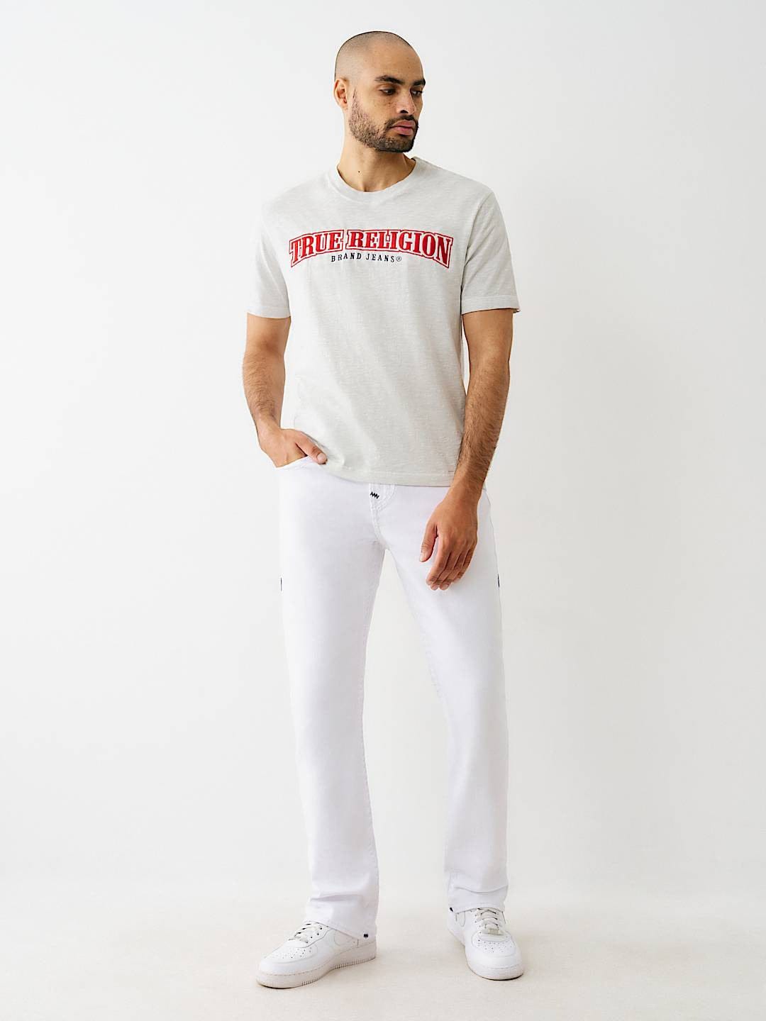 Shop True Religion Men White Straight Fit Solid Super T Ricky