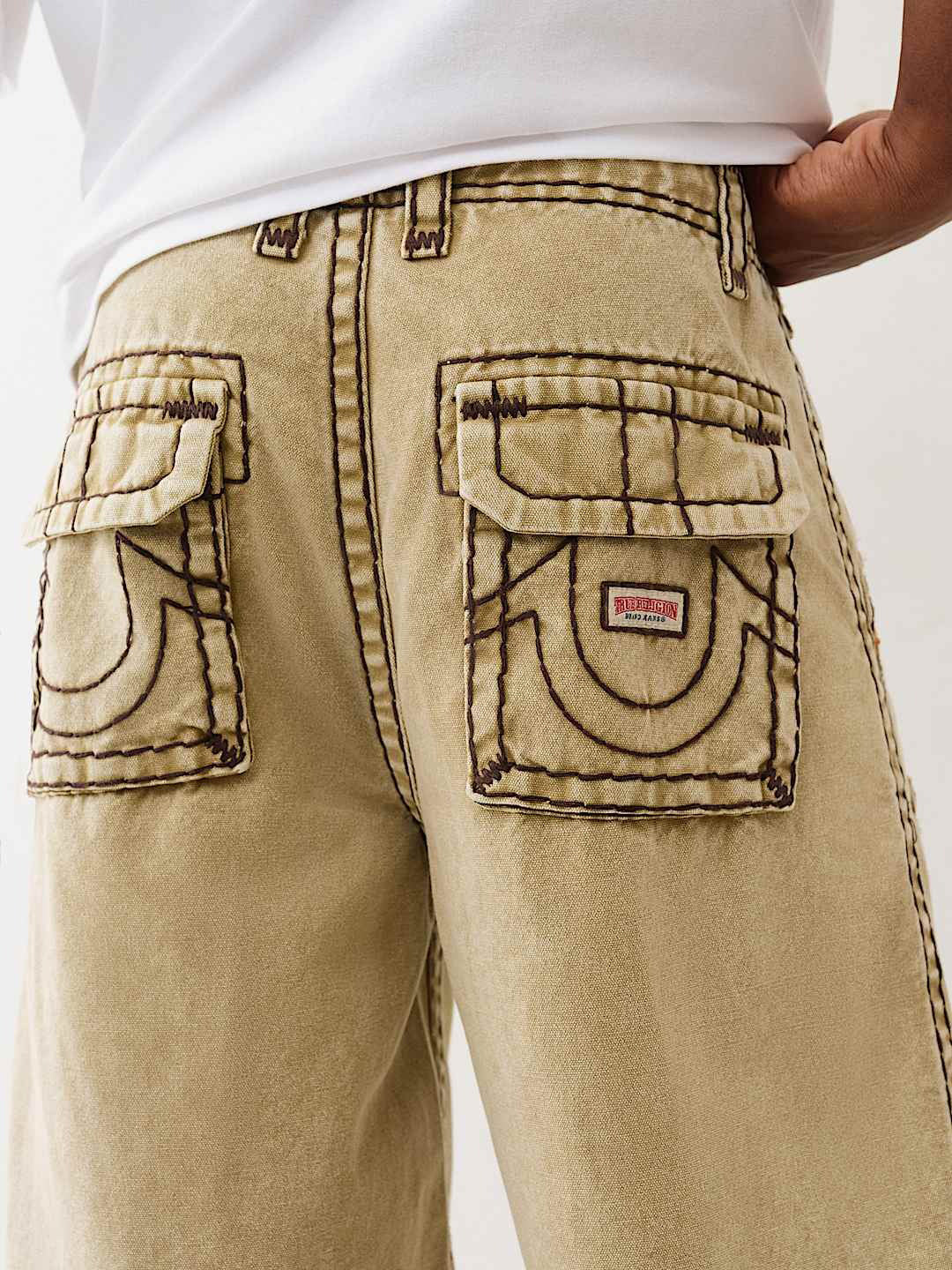 TRUE RELIGION Men Beige Super T Lightly Washed Mid Rise Baggy Jeans