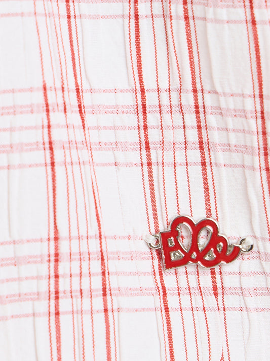 Elle Girls Red Checked Regular Fit Top