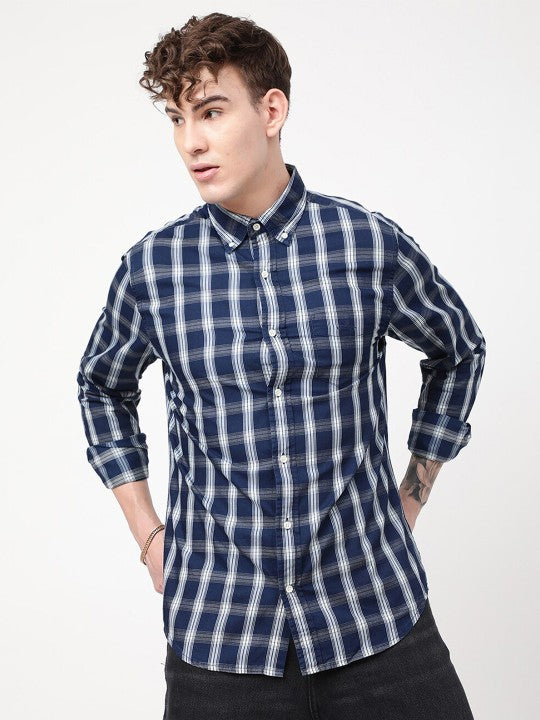 Gant Blue Checked Regular Fit Shirt