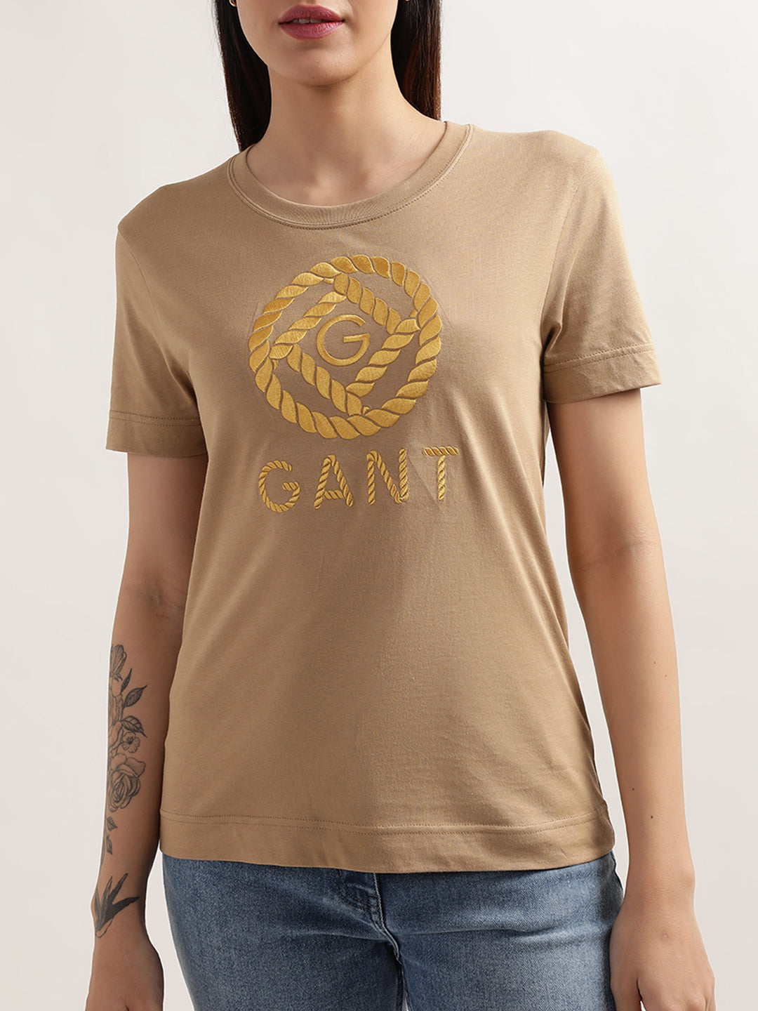 Gant Dark Khaki Preppy Logo Relaxed Fit T-Shirt