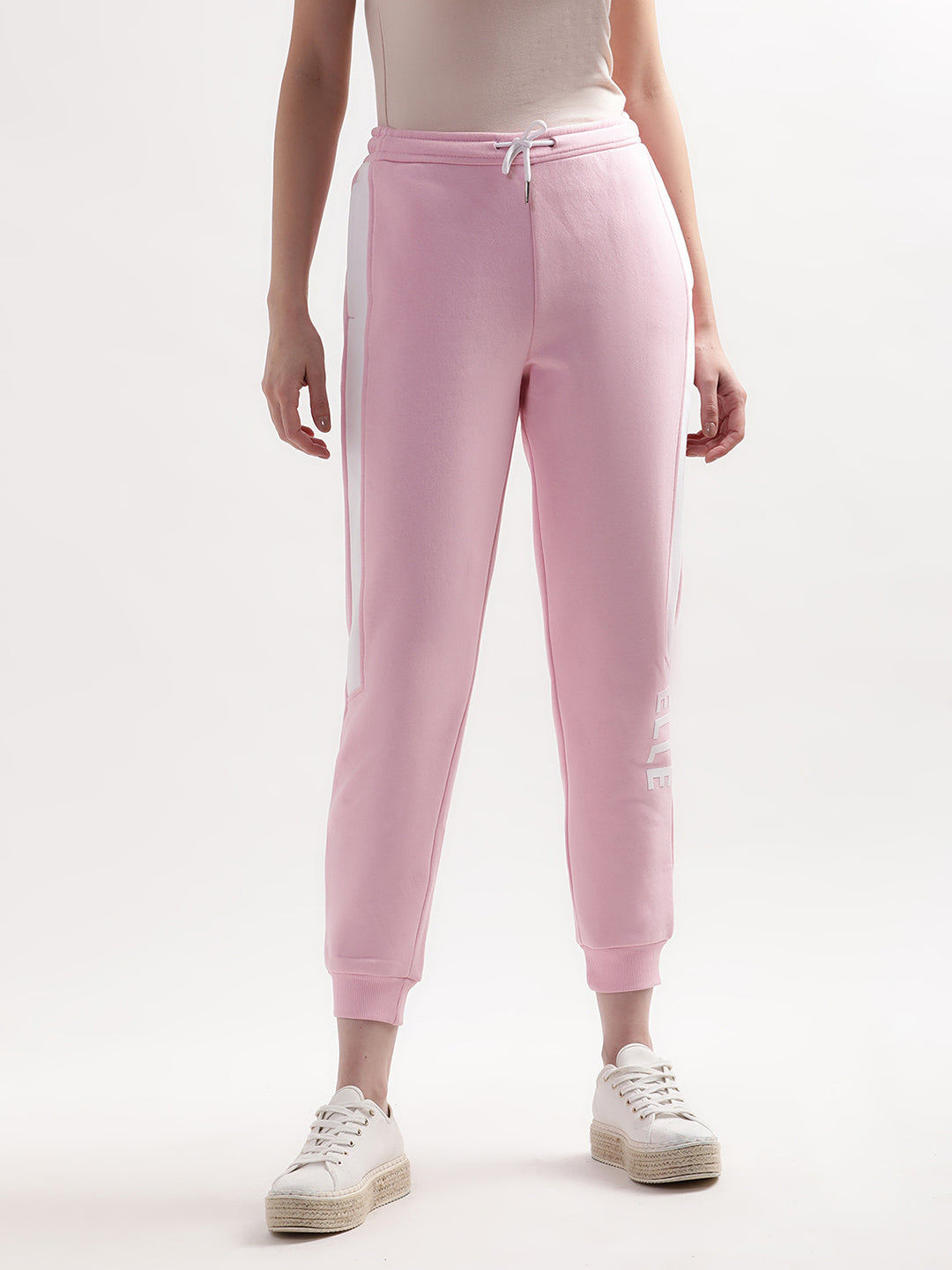 Elle Women Pink Solid Regular Fit Sweatpant