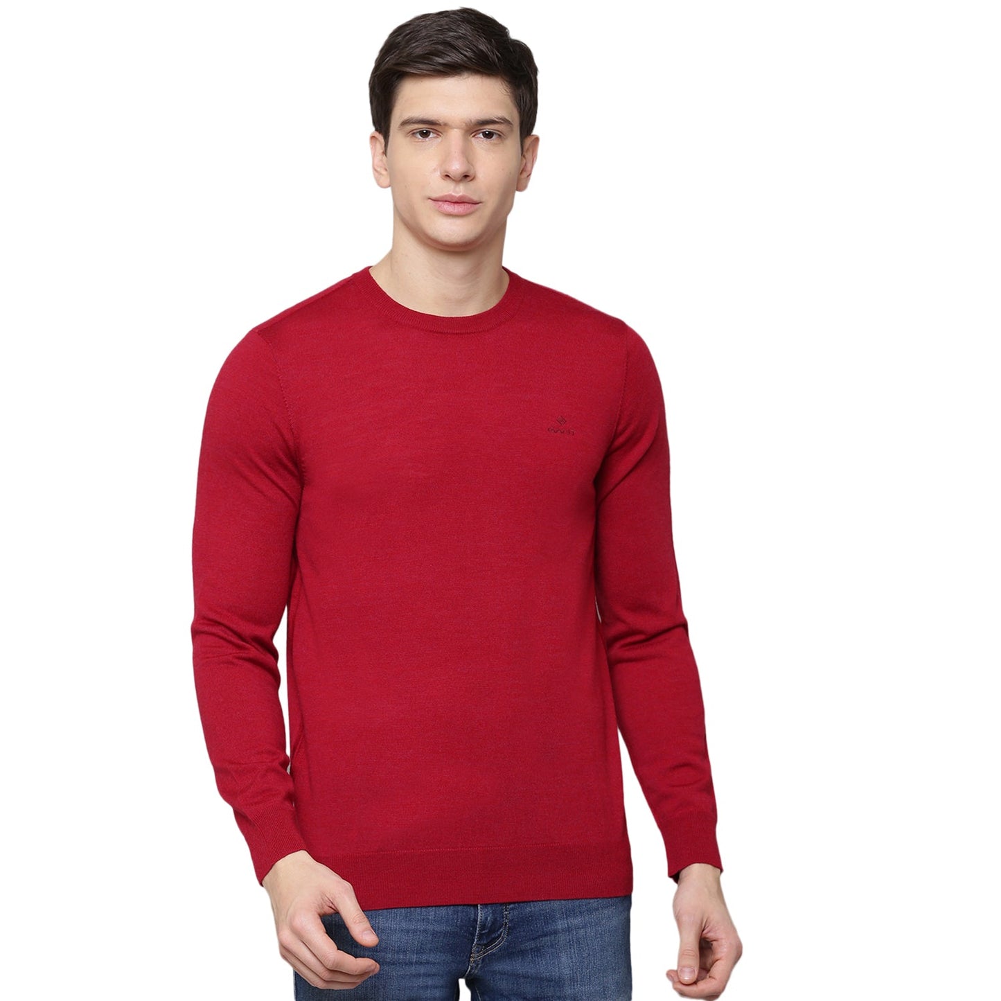 Gant Men Red Solid Round Neck Sweater