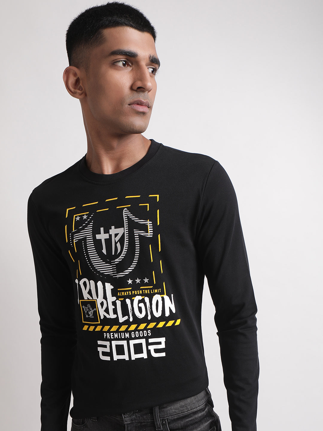 True Religion Black Logo Regular Fit T-Shirt