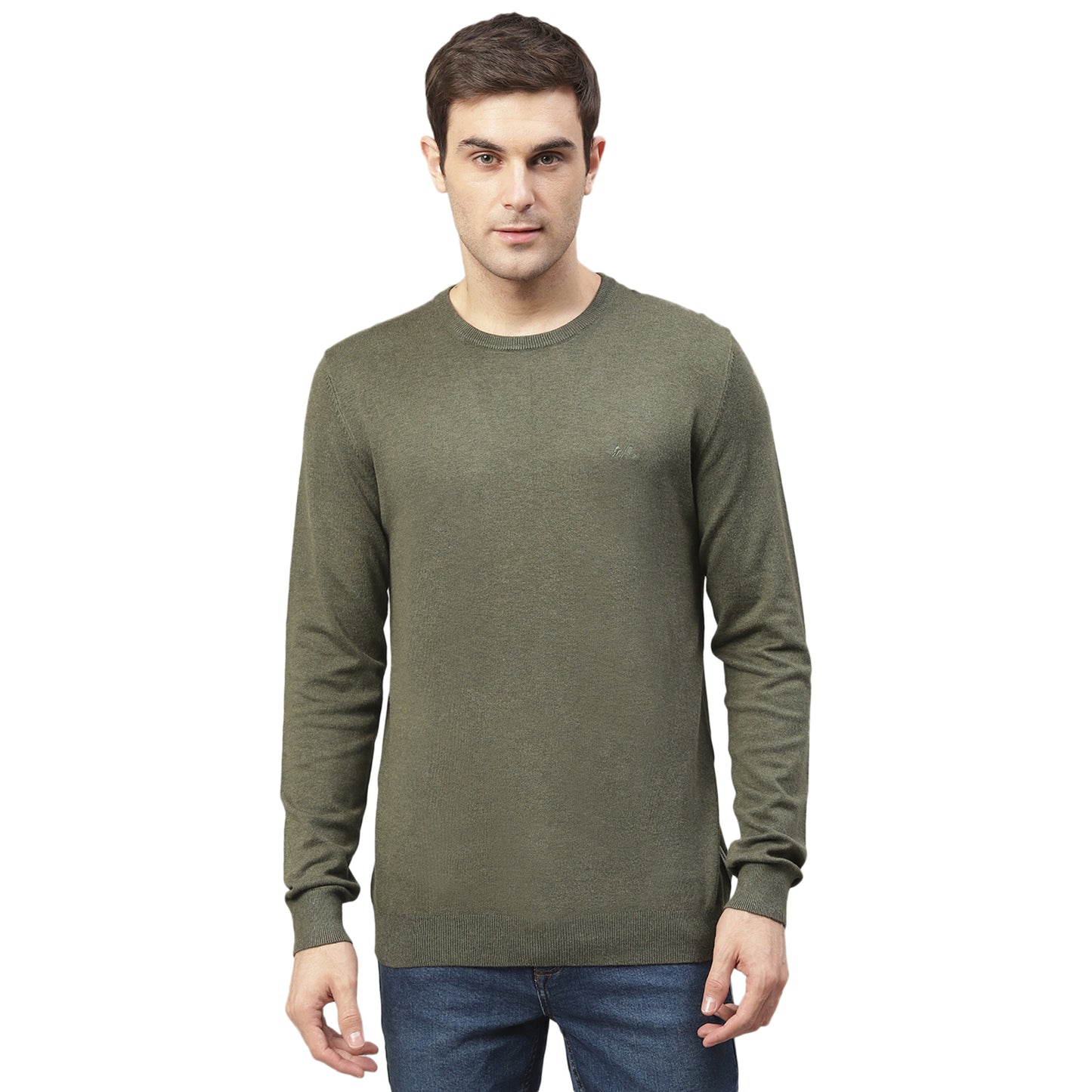 Lindbergh Men Green Solid Round Neck Sweater